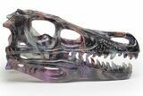 Colorful, Carved Fluorite Dinosaur Skull #218480-1